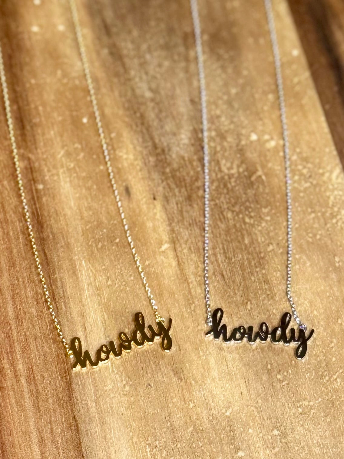 Handwritten Howdy Necklace