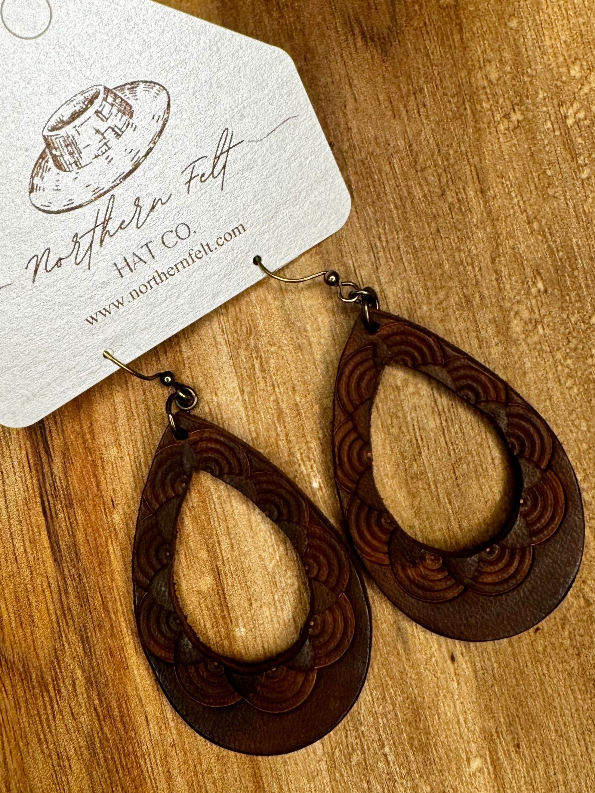 Hand Tooled Leather Earrings
