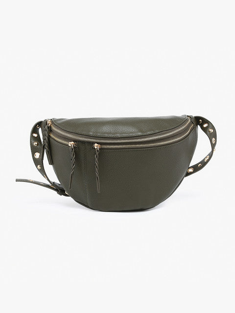 Nova Studded Sling Bag with Braided Zipper