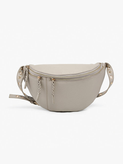 Nova Studded Sling Bag with Braided Zipper