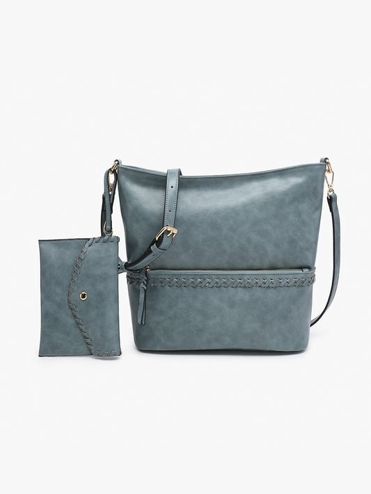 Cynthia Distressed Whipstitch Hobo with Wristlet