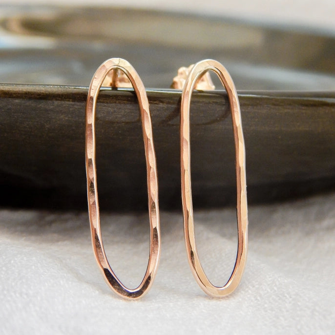 Hammered Oval Stud Earrings
