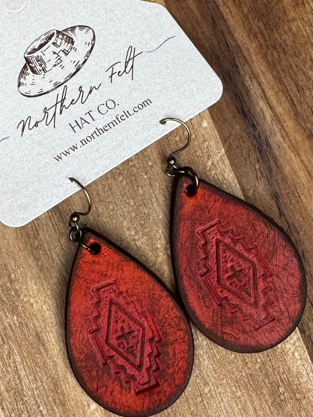 Tooled Leather Western Earrings Southwest Style