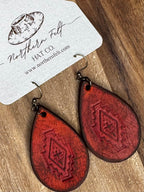 Tooled Leather Western Earrings Southwest Style