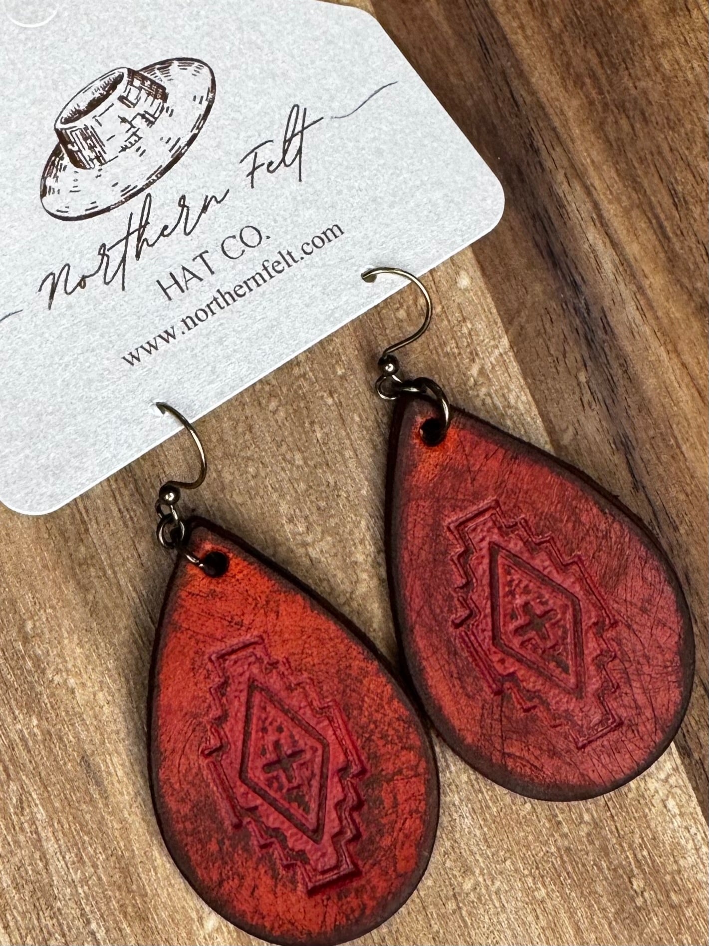 Tooled Leather Western Earrings Southwest Style