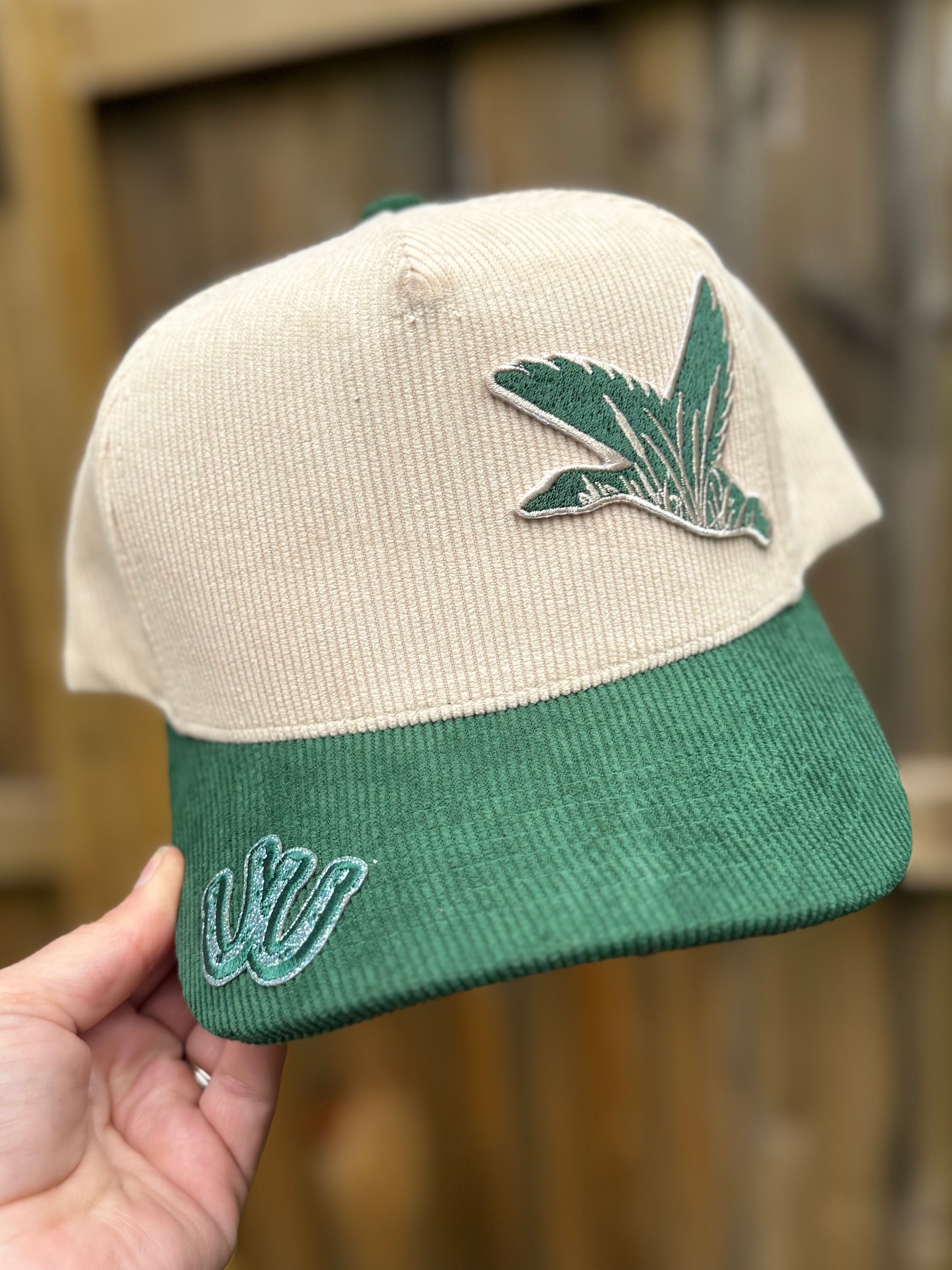 Green and Cow Print Corduroy Hat