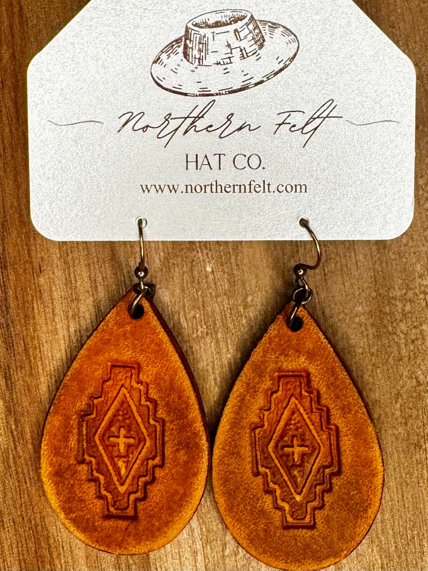 Tooled Leather Western Earrings Southwest Style