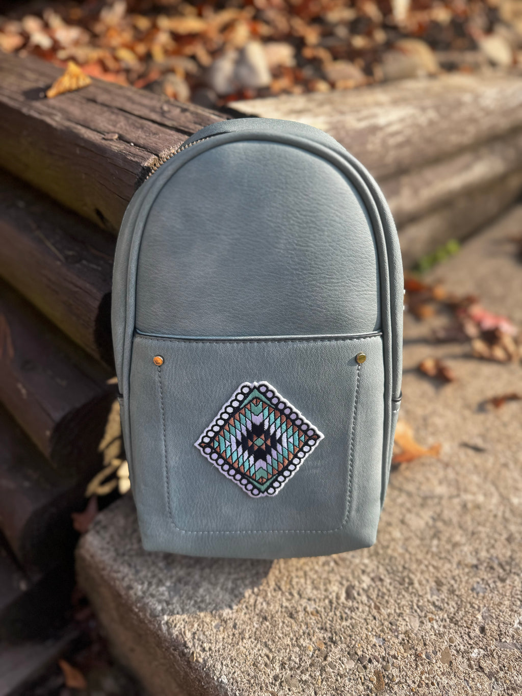 Pamela Sling Bag w/ Dbl Zip & Removable Strap w/ added Aztec Patch