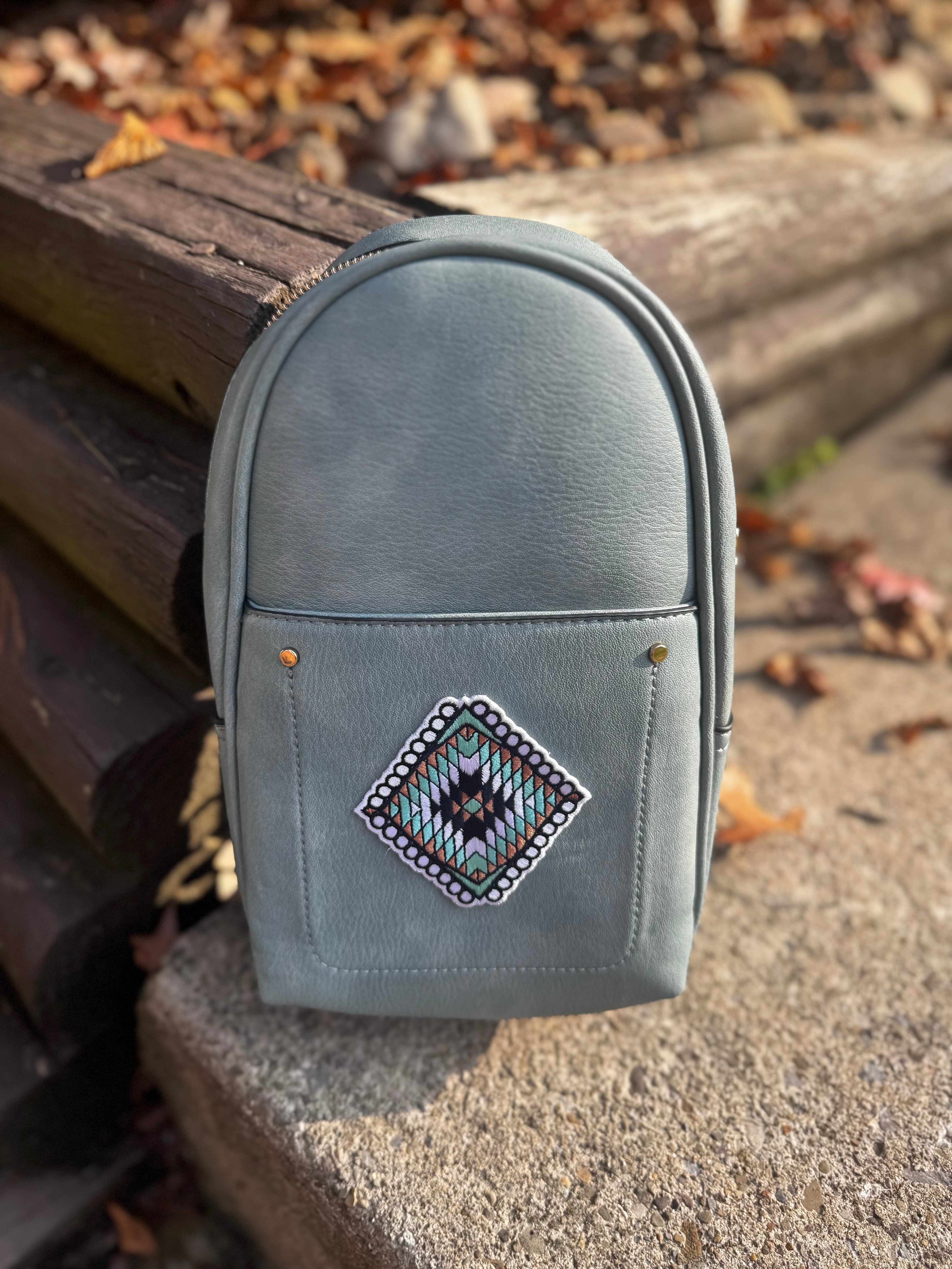 Pamela Sling Bag w/ Dbl Zip & Removable Strap w/ added Aztec Patch
