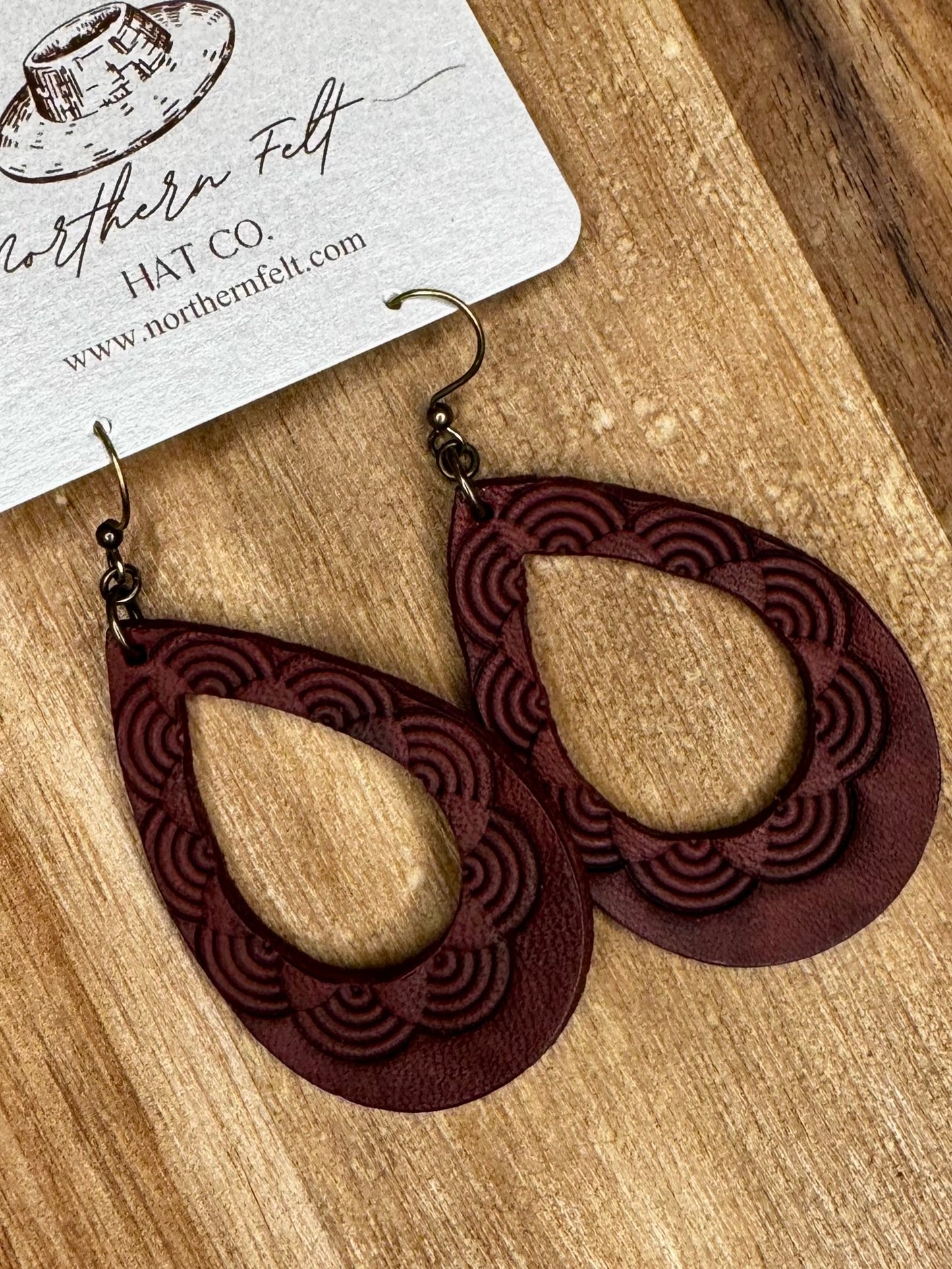 Hand Tooled Leather Earrings