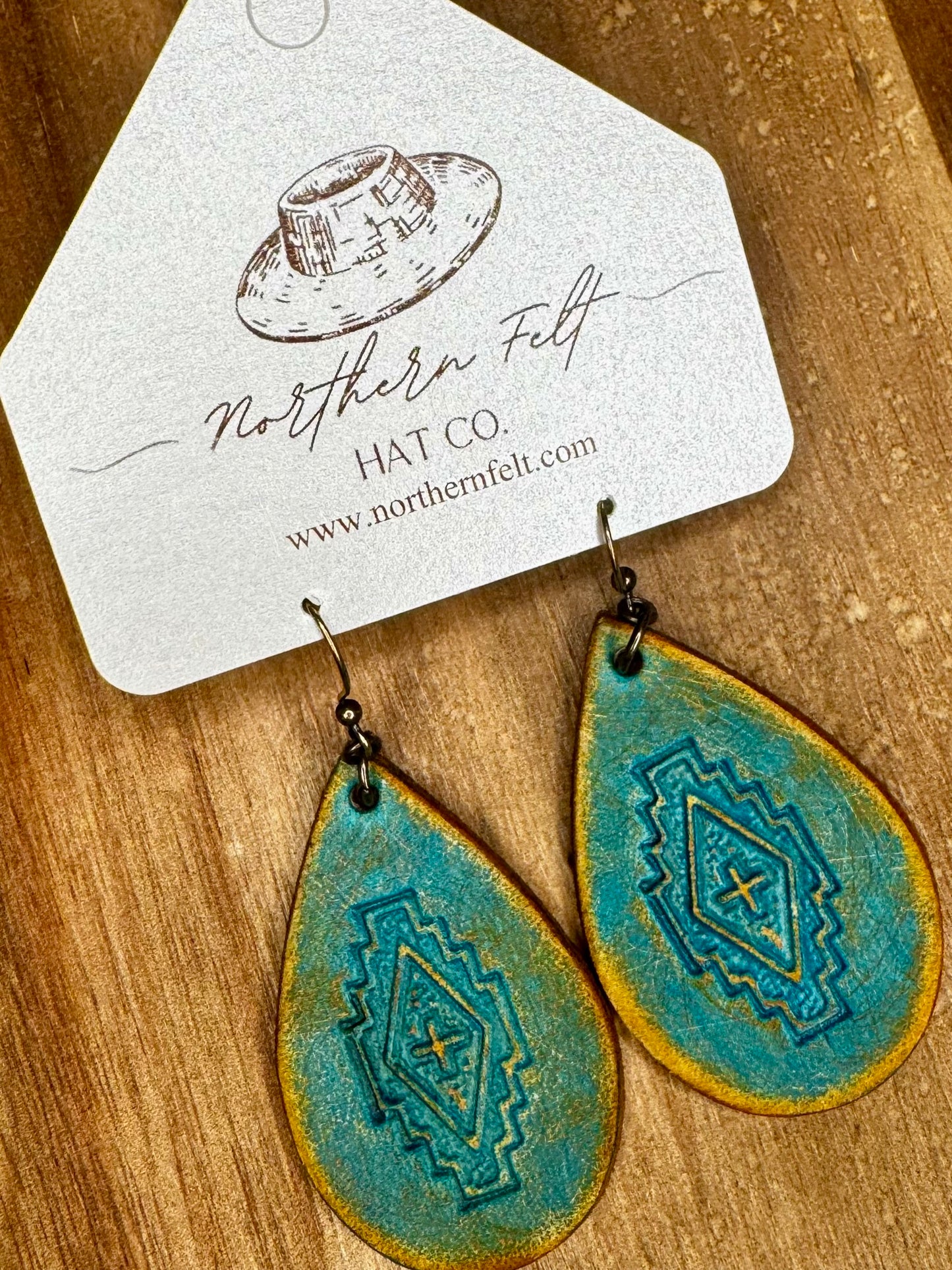 Tooled Leather Western Earrings Southwest Style