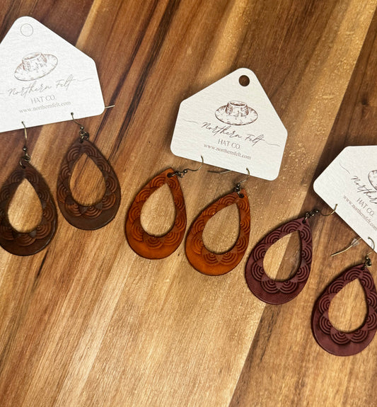 Hand Tooled Leather Earrings