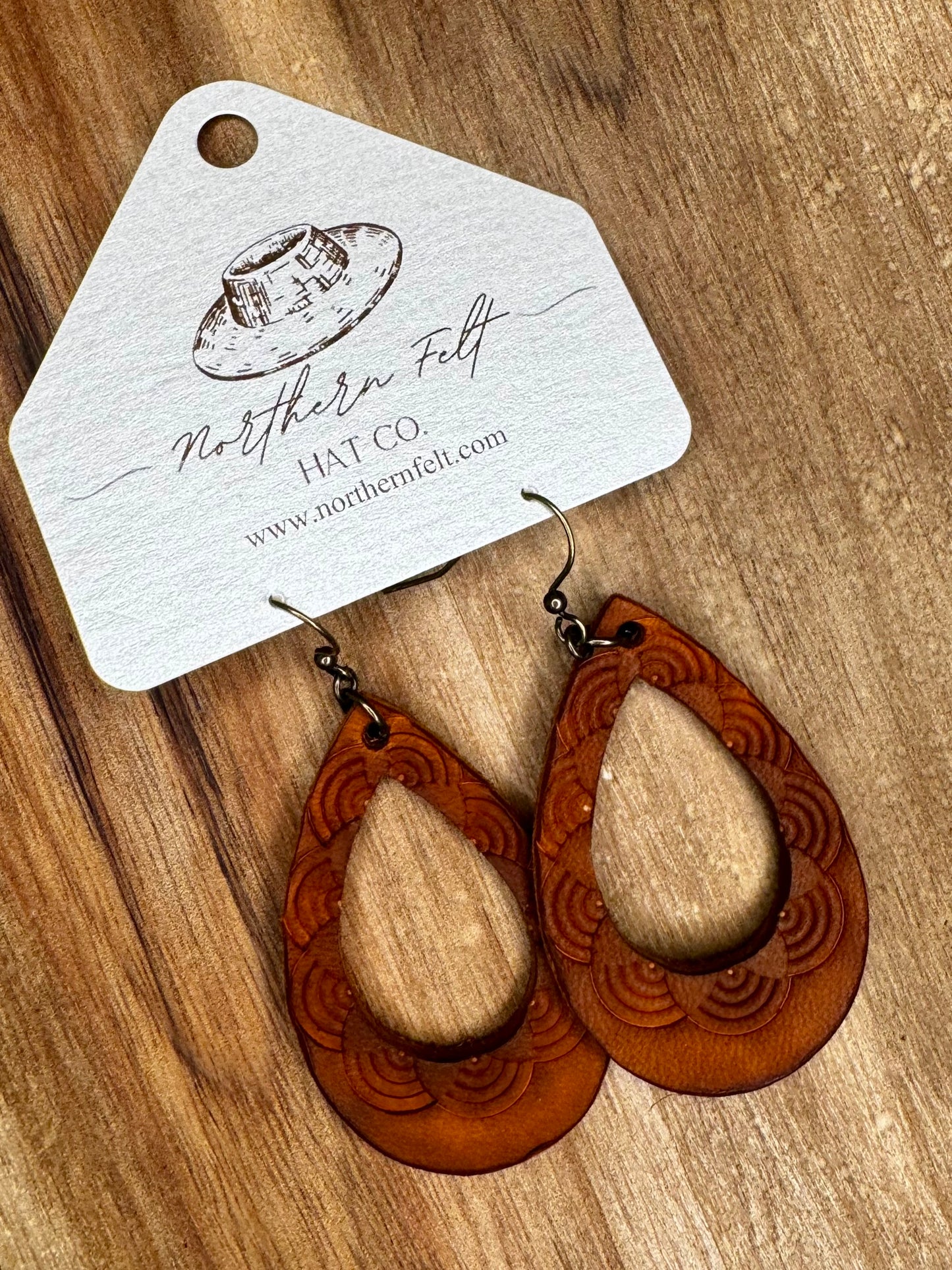Hand Tooled Leather Earrings