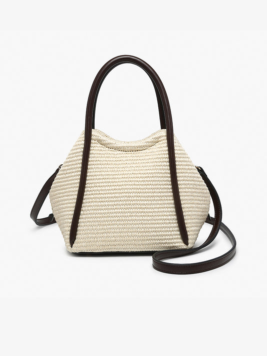 Brynne Straw Satchel w/ Vegan Leather Straps